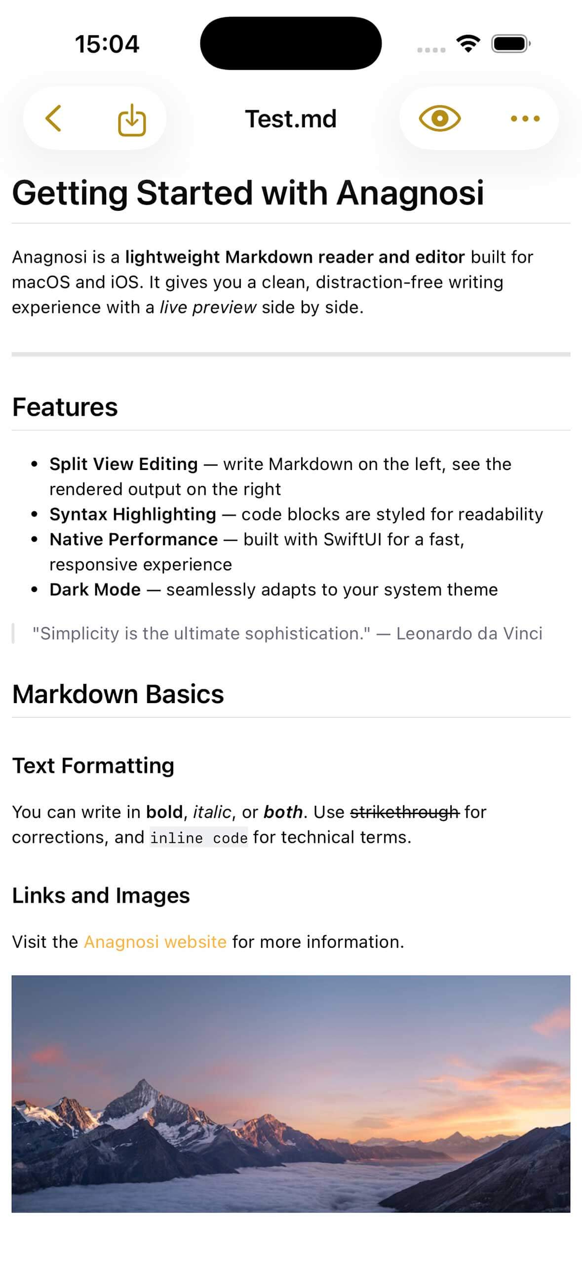 anagnosi on iPhone in light mode
